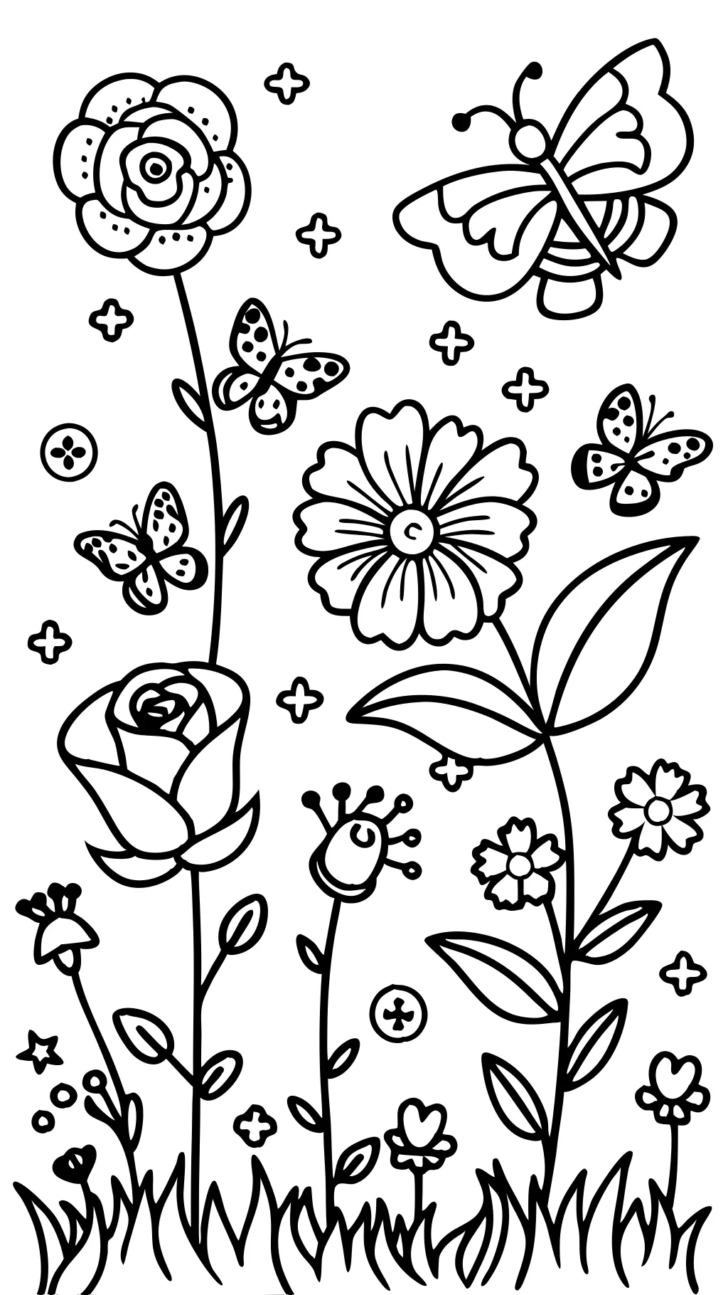 Páginas para colorear de flores y mariposas